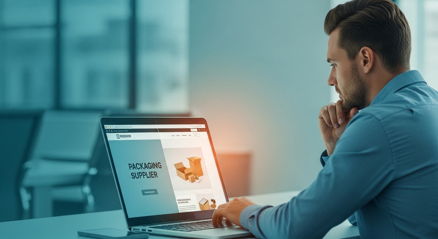 Packaging buyer reviewing supplier website placeholder